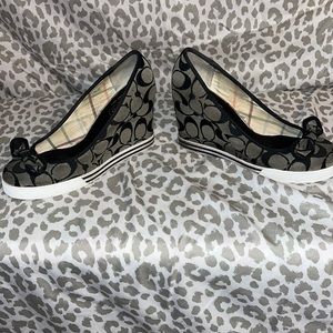 Worn black and gray Coach wedge shoe size 7m